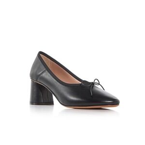 Mansur Gavriel Dream Pumps Black Lambskin Leather Block Heel Bow Shoes Size 42